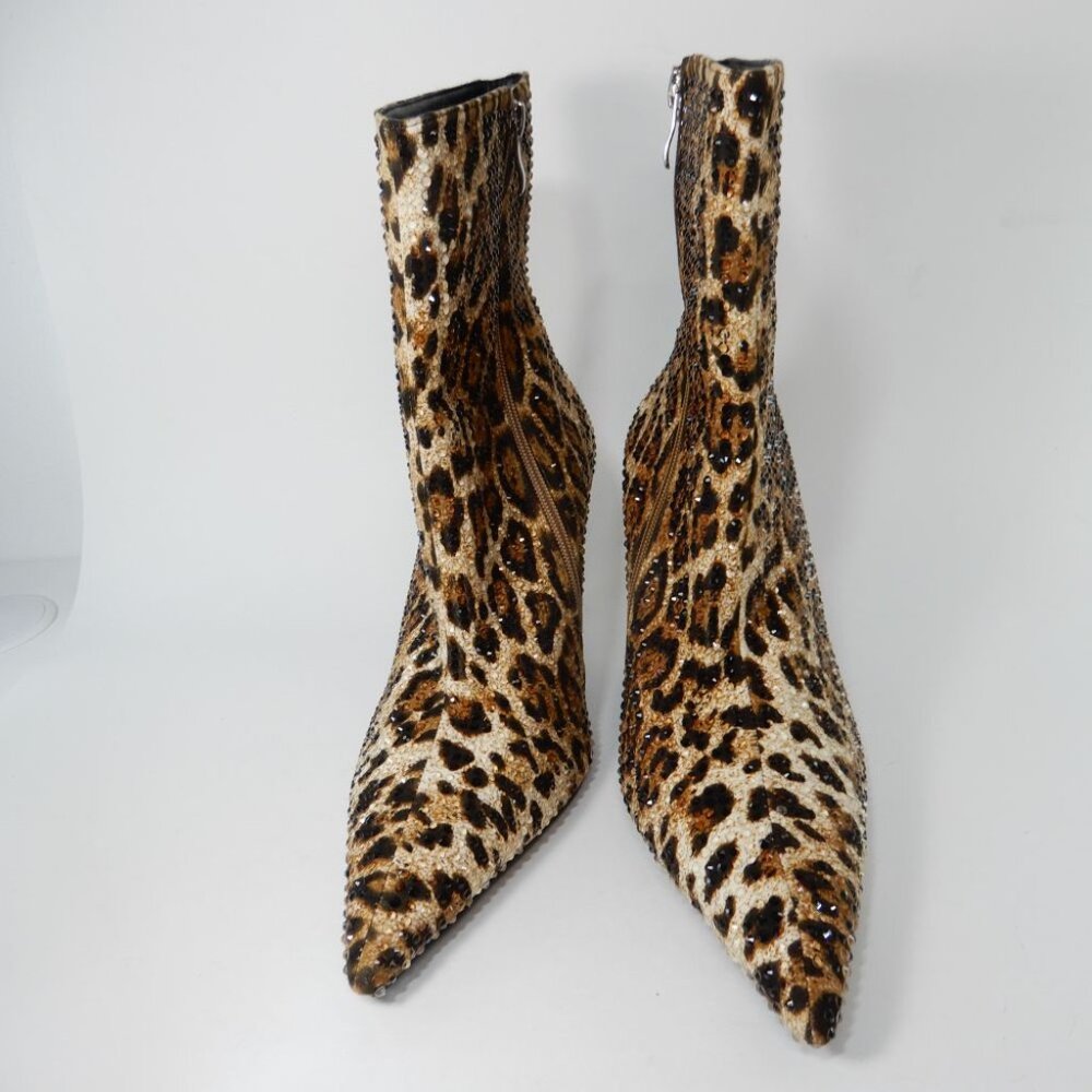 AZALEA WANG Chaundra Stiletto Bootie Size 7.5 Cheetah Animal Embellished NEW - Picture 7 of 17
